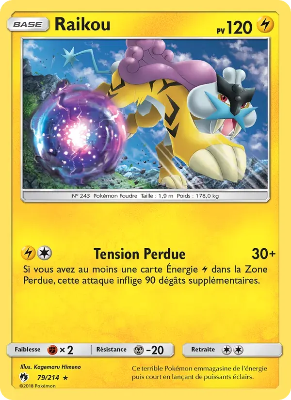 Raikou — Tonnerre Perdu 79 French Pokémon card