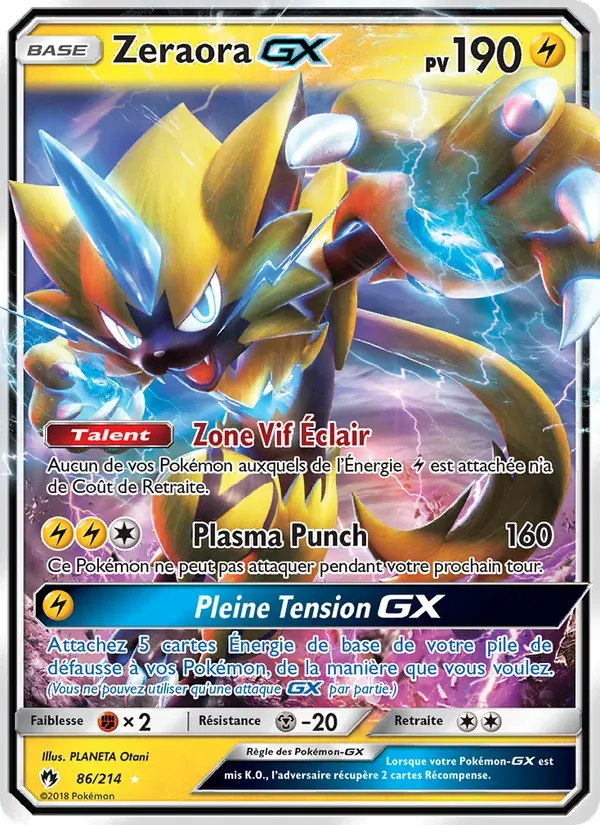Zeraora GX — Tonnerre Perdu 86 French Pokémon card