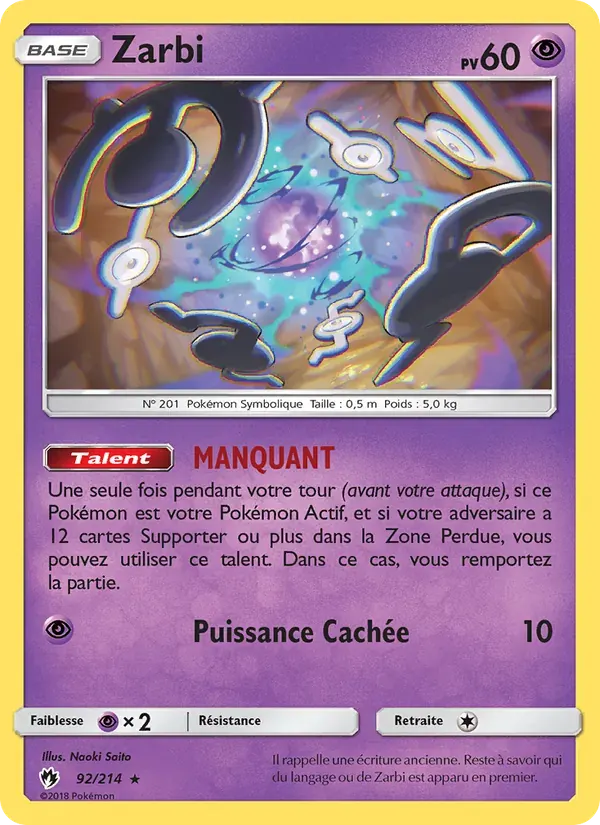 Zarbi — Tonnerre Perdu 92 French Pokémon card