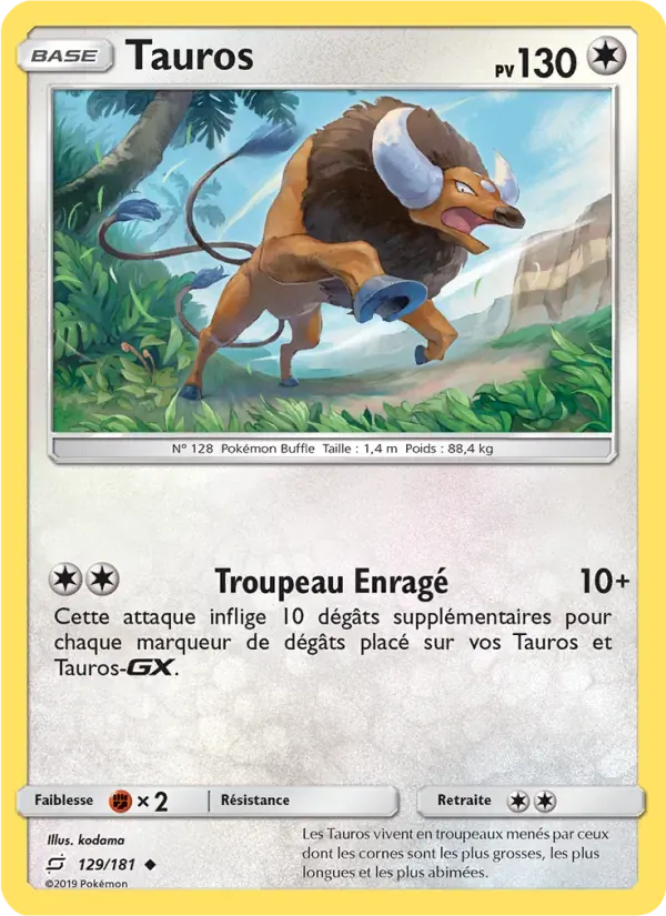 Tauros — Duo de Choc 129 French Pokémon card