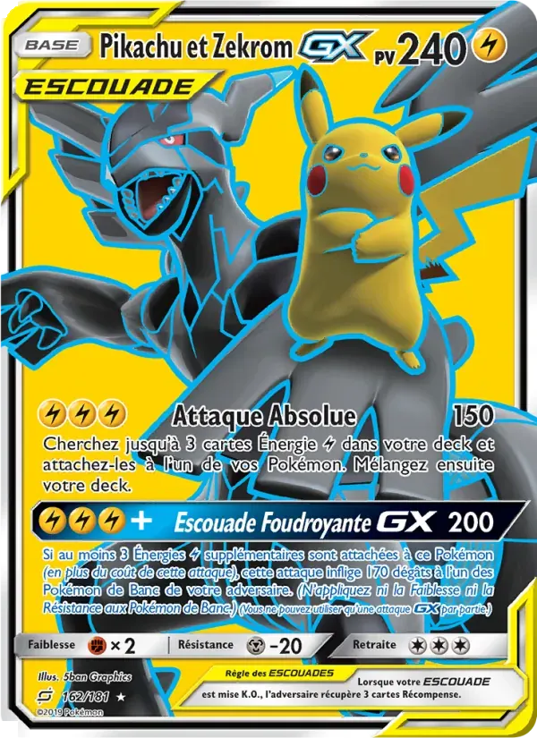 Pikachu et Zekrom GX — Duo de Choc 162 French Pokémon card
