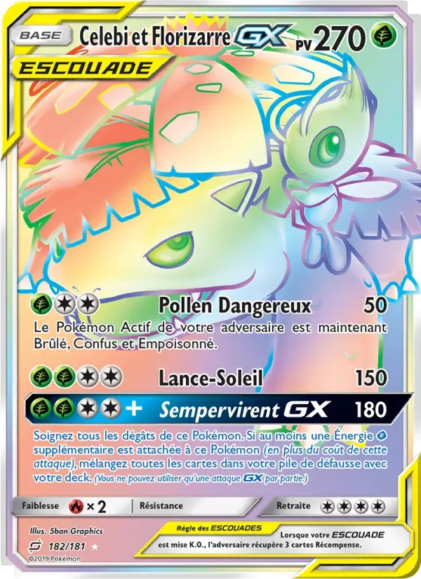 Celebi et Florizarre GX — Duo de Choc 182 French Pokémon card