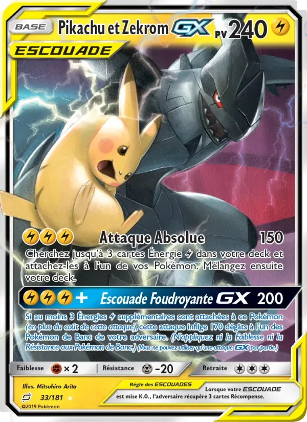 Pikachu et Zekrom GX — Duo de Choc 33 French Pokémon card