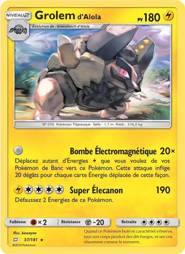 Grolem d’Alola — Duo de Choc 37 French Pokémon card