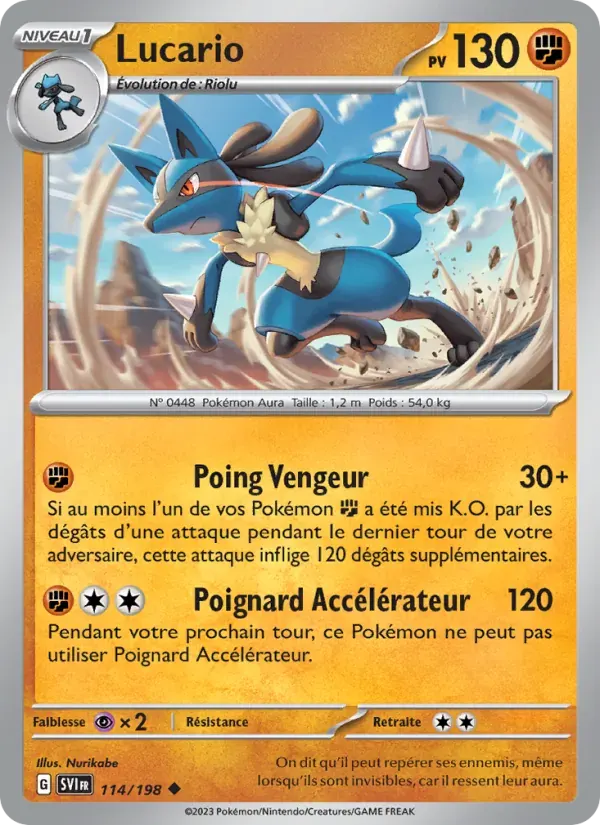 Lucario — Écarlate et Violet 114 French Pokémon card