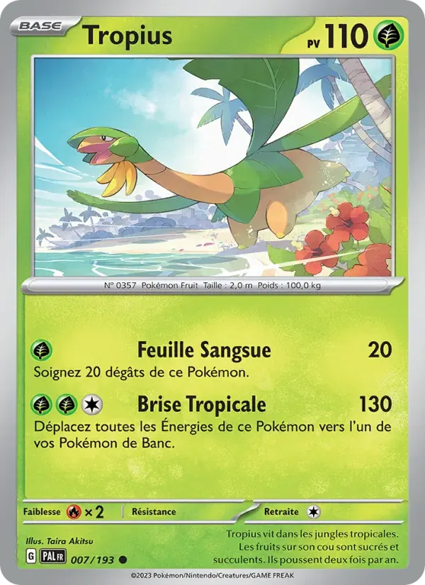 Tropius — Évolutions à Paldea 7 French Pokémon card