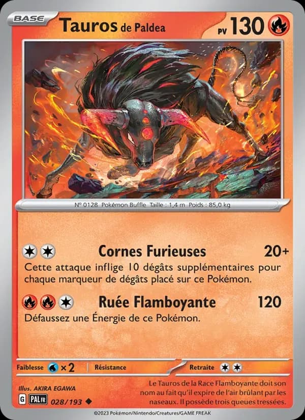 Tauros de Paldea — Évolutions à Paldea 28 French Pokémon card