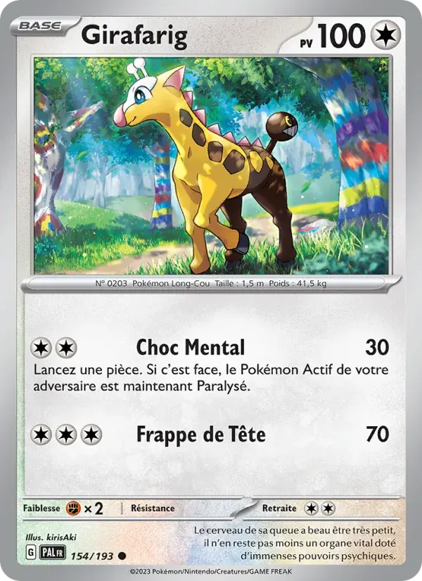 Girafarig — Évolutions à Paldea 154 French Pokémon card