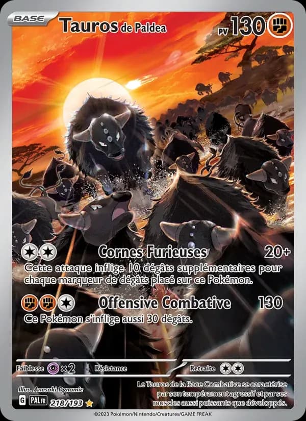 Tauros de Paldea — Évolutions à Paldea 218 French Pokémon card