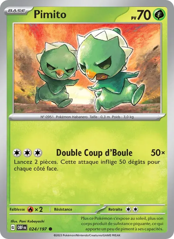 Pimito — Flammes Obsidiennes 24 French Pokémon card