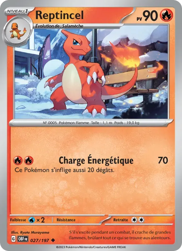 Reptincel — Flammes Obsidiennes 27 French Pokémon card