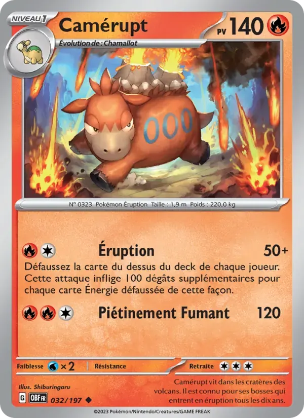Camérupt — Flammes Obsidiennes 32 French Pokémon card