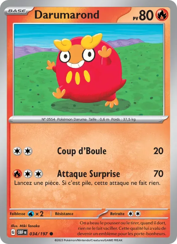 Darumarond — Flammes Obsidiennes 34 French Pokémon card