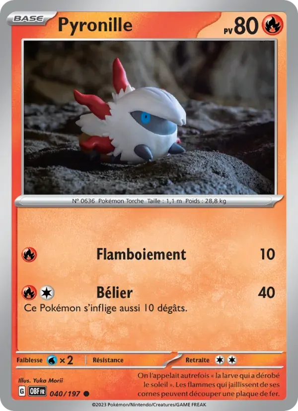 Pyronille — Flammes Obsidiennes 40 French Pokémon card