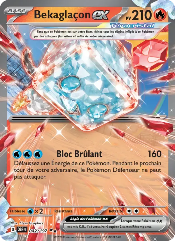 Bekaglaçon-ex — Flammes Obsidiennes 42 French Pokémon card