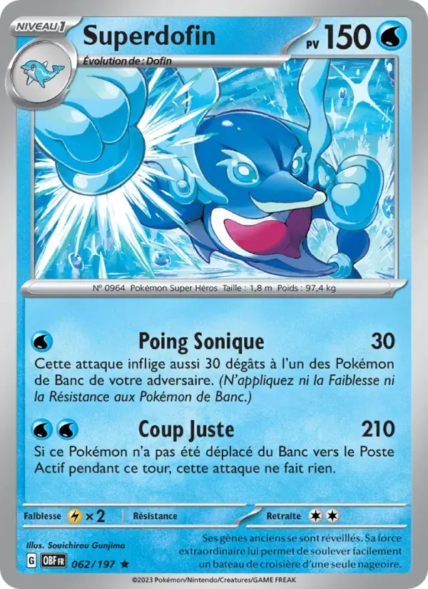 Superdofin — Flammes Obsidiennes 62 French Pokémon card