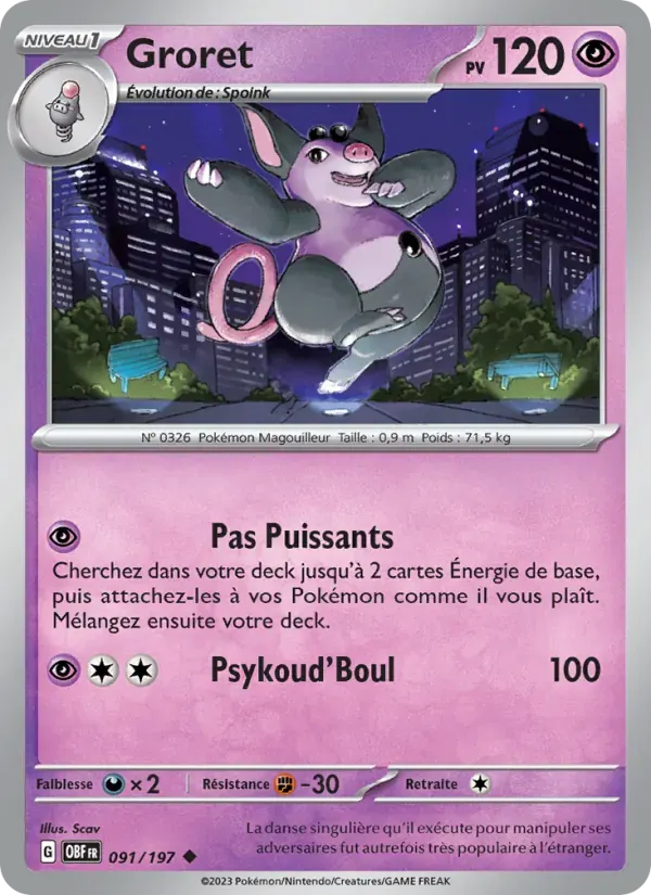 Groret — Flammes Obsidiennes 91 French Pokémon card