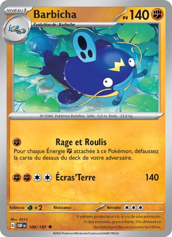 Barbicha — Flammes Obsidiennes 109 French Pokémon card