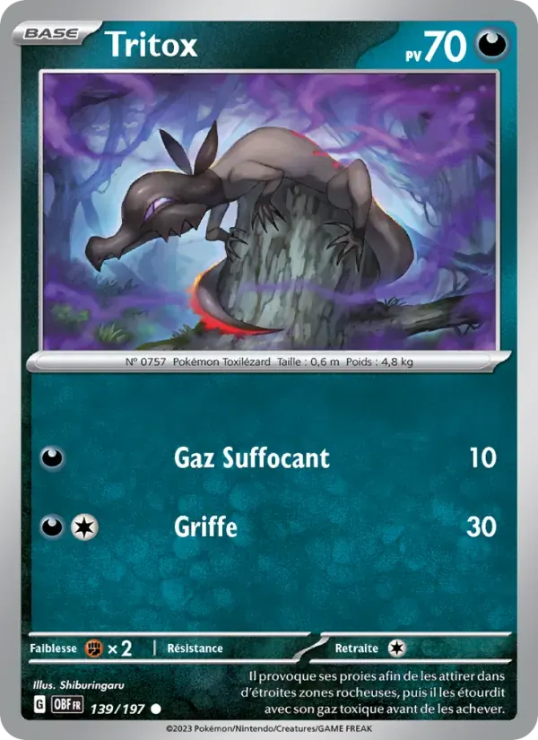 Tritox — Flammes Obsidiennes 139 French Pokémon card