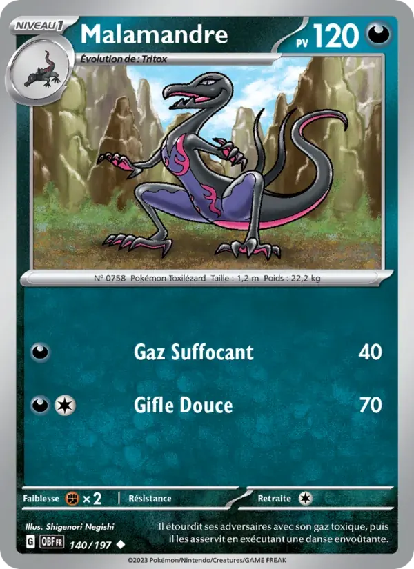 Malamandre — Flammes Obsidiennes 140 French Pokémon card