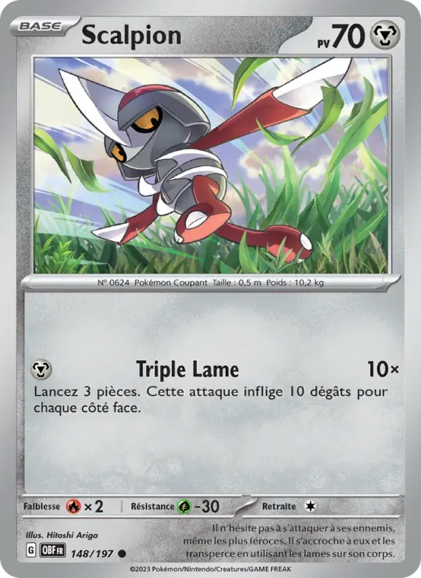 Scalpion — Flammes Obsidiennes 148 French Pokémon card