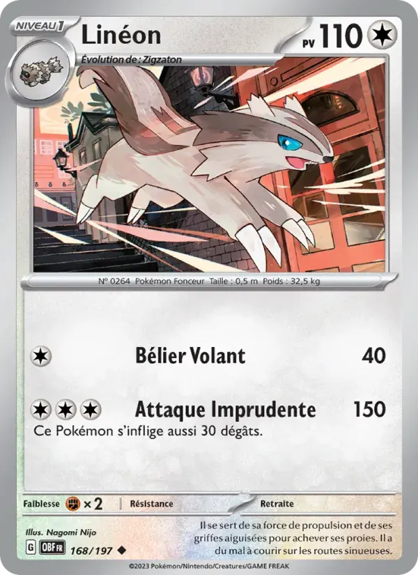 Linéon — Flammes Obsidiennes 168 French Pokémon card