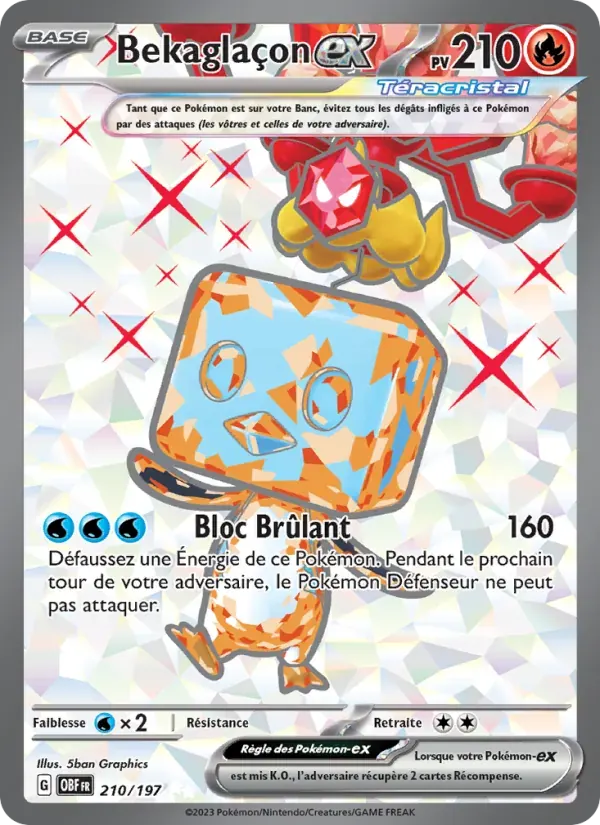 Bekaglaçon-ex — Flammes Obsidiennes 210 French Pokémon card