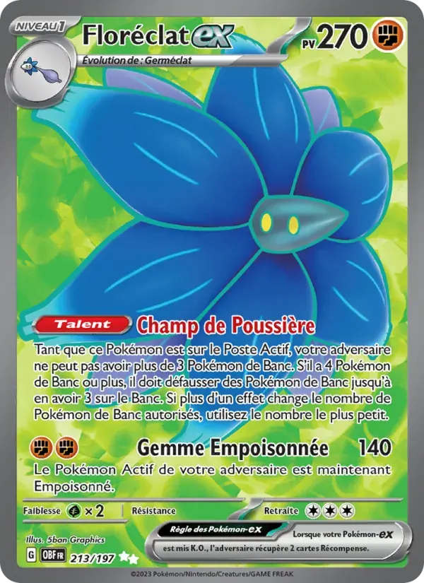 Floréclat-ex — Flammes Obsidiennes 213 French Pokémon card