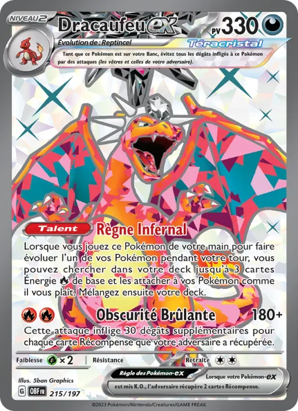 Dracaufeu-ex — Flammes Obsidiennes 215 French Pokémon card