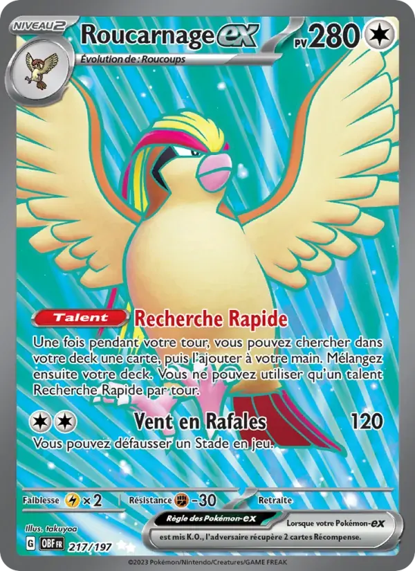Roucarnage-ex — Flammes Obsidiennes 217 French Pokémon card