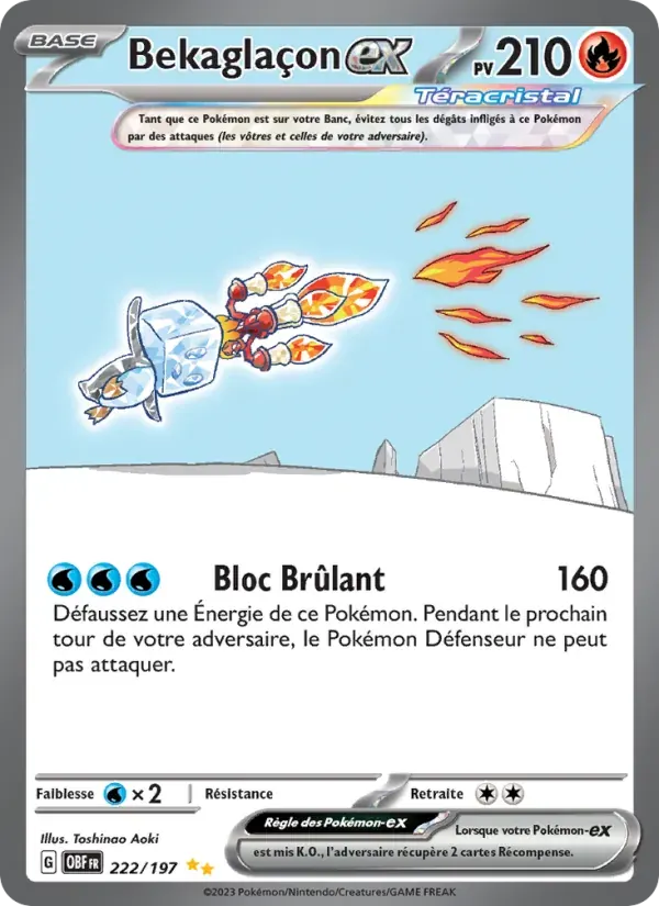 Bekaglaçon-ex — Flammes Obsidiennes 222 French Pokémon card
