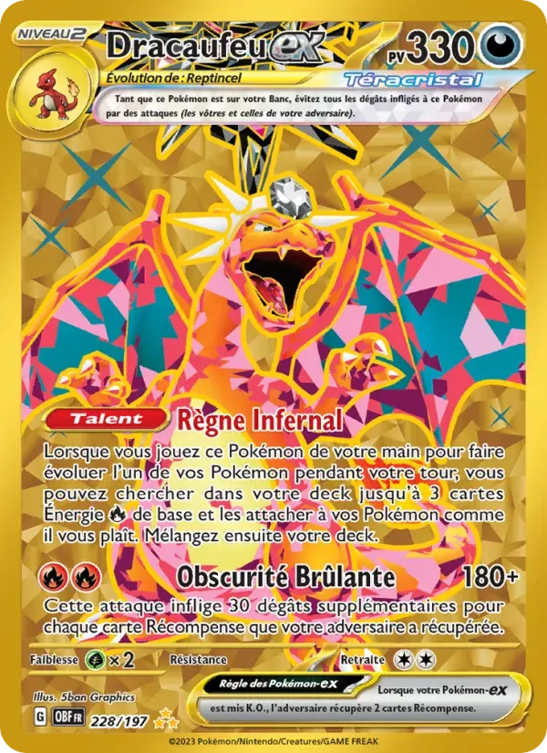 Dracaufeu-ex — Flammes Obsidiennes 228 French Pokémon card