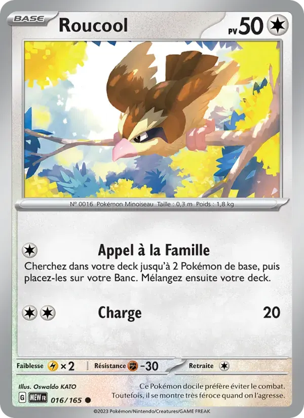 Roucool — 151 16 French Pokémon card