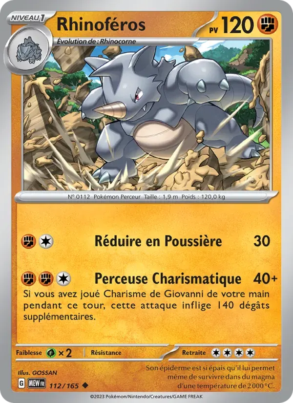Rhinoféros — 151 112 French Pokémon card
