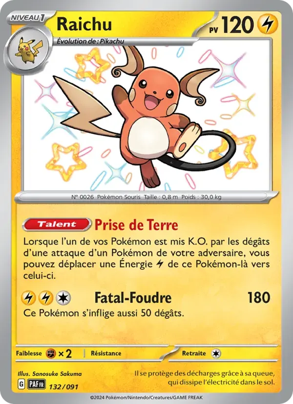Raichu — Destinées de Paldea 132 French Pokémon card