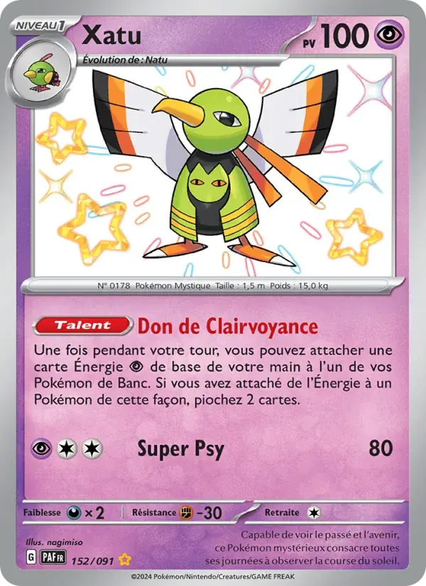 Xatu — Destinées de Paldea 152 French Pokémon card