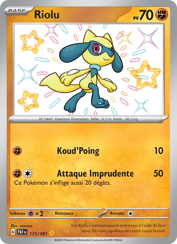 Riolu — Destinées de Paldea 173 French Pokémon card