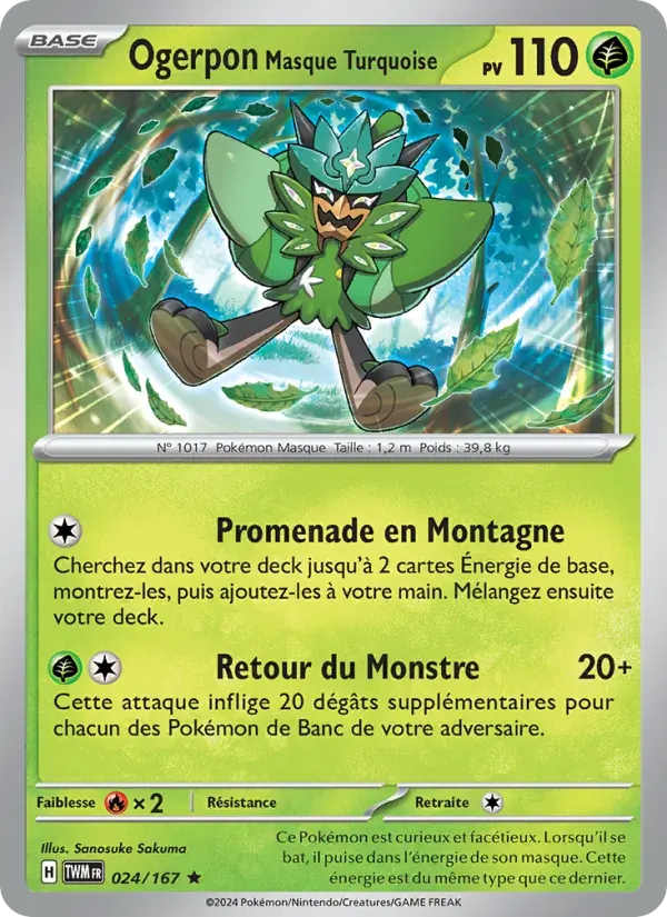 Ogerpon Masque Turquoise — Mascarade Crépusculaire 24 French Pokémon card