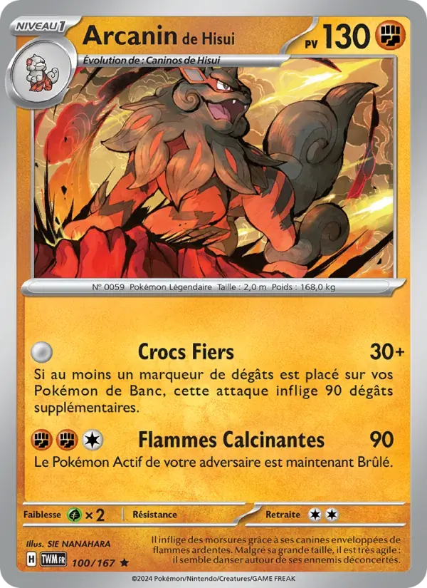 Arcanin de Hisui — Mascarade Crépusculaire 100 French Pokémon card