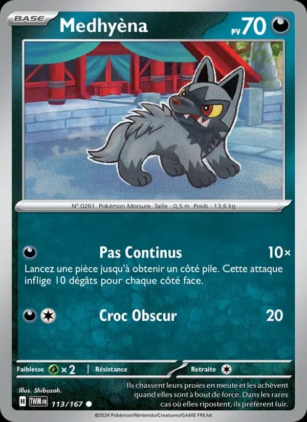 Medhyèna — Mascarade Crépusculaire 113 French Pokémon card