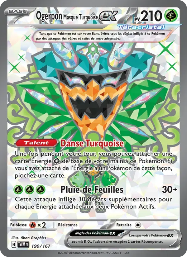 Ogerpon Masque Turquoise-ex — Mascarade Crépusculaire 190 French Pokémon card