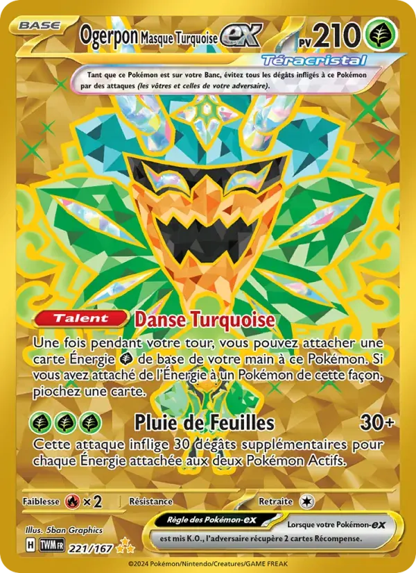 Ogerpon Masque Turquoise-ex — Mascarade Crépusculaire 221 French Pokémon card