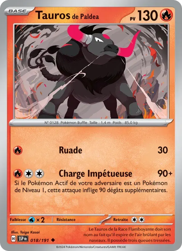 Tauros de Paldea — Étincelles Déferlantes 18 French Pokémon card