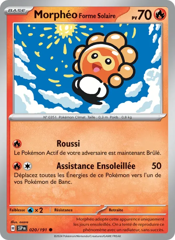 Morphéo Forme Solaire — Étincelles Déferlantes 20 French Pokémon card