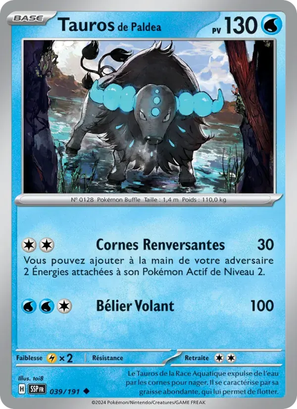 Tauros de Paldea — Étincelles Déferlantes 39 French Pokémon card