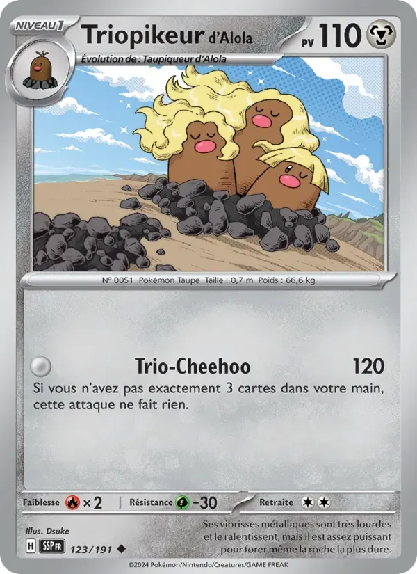 Triopikeur d'Alola — Étincelles Déferlantes 123 French Pokémon card