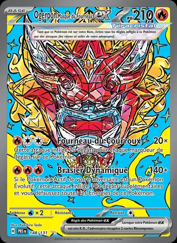 Ogerpon Masque du Fourneau-ex — Évolutions Prismatiques 148 French Pokémon card