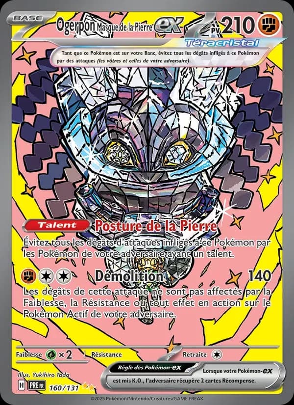 Ogerpon Masque de la Pierre-ex — Évolutions Prismatiques 160 French Pokémon card