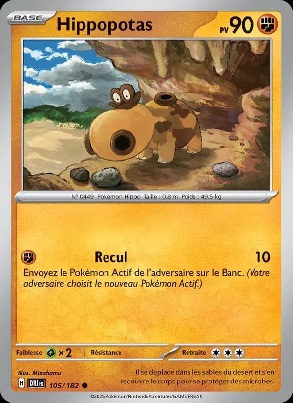 Hippopotas — Rivalités Destinées 105 French Pokémon card