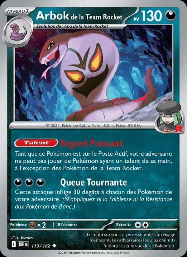 Arbok de la Team Rocket — Rivalités Destinées 113 French Pokémon card